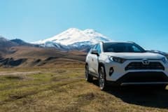 Toyota RAV4 four wheel drive SUV being used on Elbrus unpaved roads