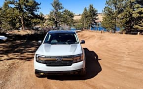 white 2023 ford maverick lariat tremor front view