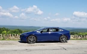 side view of 2023 blue prius