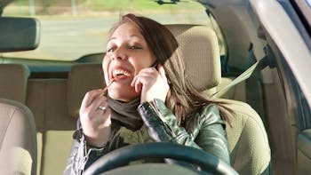 Distracted driver talking on phone