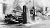 Vehicle exploding at gas station