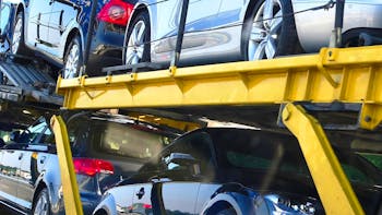 Semi-trailer with brand-new cars