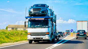 Cars carrier on the road