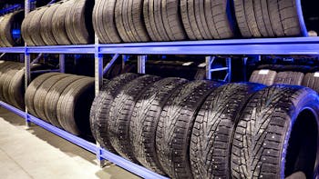 Car tires closeup