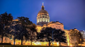 Georgia state of capitol in Atlanta at night