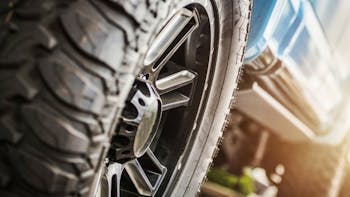 Close up of an off road truck tire