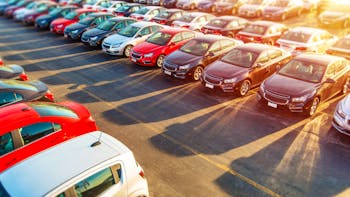 Multiple cars in a parking lot