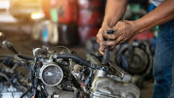 Close up hand of a working mechanic