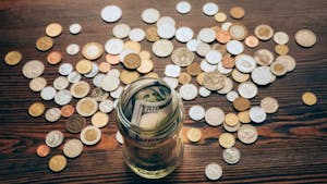 Glass jar with money