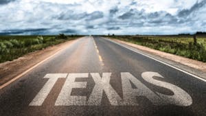 Texas sign on road