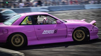 Drift driver inside a moving drift car