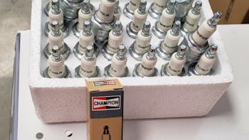 A box of spark plugs